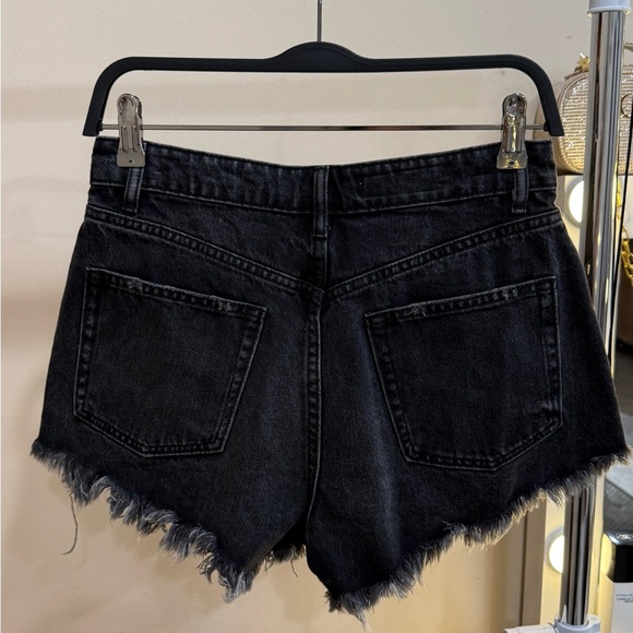 ZARA Black Distressed Denim Low Rise Shorts - Picture 2 of 5